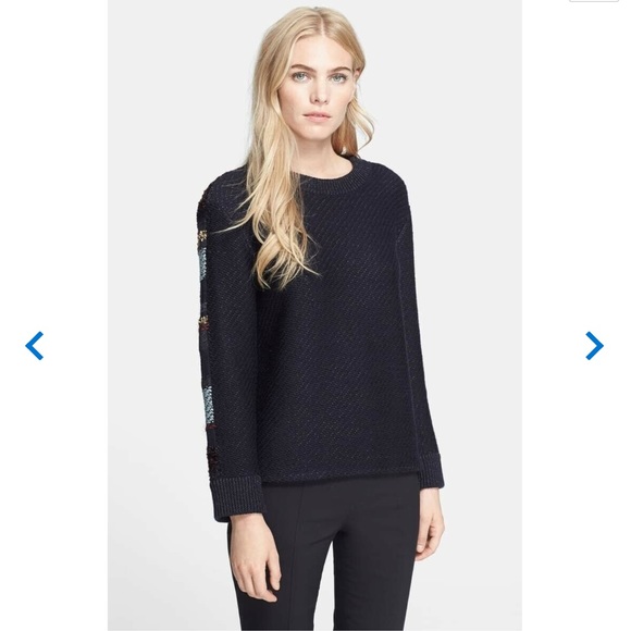 Tory Burch 'Danielle' Metallic Stripe Back Sweater - Picture 2 of 6